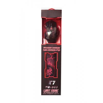 PG-903 Gaming Mouse ve Mouse Pad Seti Kablolu RGB LED Işıklı Oyuncu Mouse 3000 DPI 7 Tuş Ergonomik Tasarım Kaymaz Tabanlı Oyuncu Mouse Mat