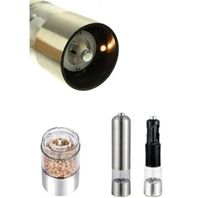 Pilli Işıklı Baharat Öğütücü Değirmen Tuz Karabiber Öğütücü Baharatlık