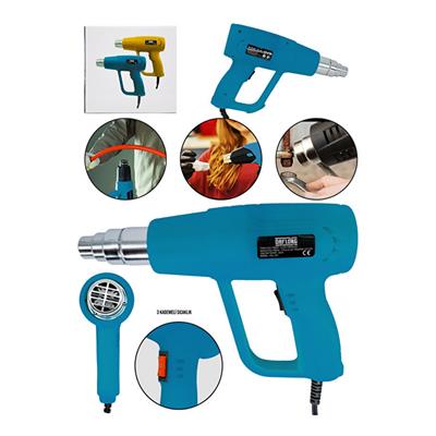 Profesyonel Sıcak Hava Tabancası Ayarlanabilir Sıcaklık Isı Tabancası Kablolu 2 Kademeli 2 Başlıklı Darbeye Dayanıklı Bakır Sargılı Rezistans Boya Sökme Shrink Makaron PVC Isıtma