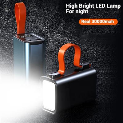 PW03 50000 Mah Powerbank Işıklı Çoklu Kablolu Hızlı Şarj Dijital Göstergeli Type-c Lightning Usb Taşınabilir Şarj Cihazı Fener Özellikli 