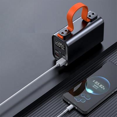 PW03 50000 Mah Powerbank Işıklı Çoklu Kablolu Hızlı Şarj Dijital Göstergeli Type-c Lightning Usb Taşınabilir Şarj Cihazı Fener Özellikli 