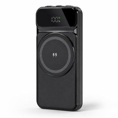 PW10 10.000 mAh Manyetik Kablosuz Powerbank 15W Kablosuz Şarj Dahili Çoklu Kablolu Dijital Ekranlı Taşınabilir Hızlı Şarj Cihazı Magsafe Powerbank