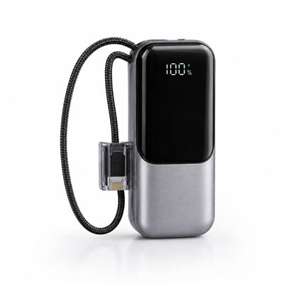 PW592 13000 mAh 22.5W Dijital Göstergeli Dahili Type-C ve Lightning Kablolu Taşınabilir Powerbank Çoklu Çıkışlı Şarj Cihazı