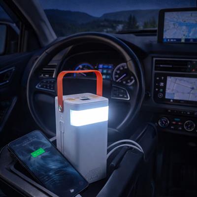 PW780 80000 Mah Solar Powerbank Led Fenerli Taşınabilir Şarj Cihazı Type-C Lightning Kablolu Hızlı Şarj Güneş Enerjili 2 Çıkışlı Çoklu Girişli Işıklı Powerbank