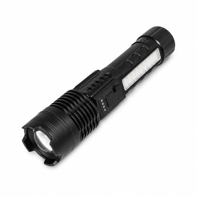 Q-MAX PS-2700 Şarjlı LED El Feneri 2000 Lümen 20W Güçlü Aydınlatma 7 Işık Modlu Ayarlanabilir Zoom Yan LED Type-C Şarjlı Kamp ve Acil Durum Feneri