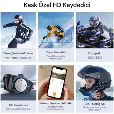 Q28 Wifi Kameralı Interkom Motosiklet Kask Kulaklığı Bluetooth Sd Kart Destekli
