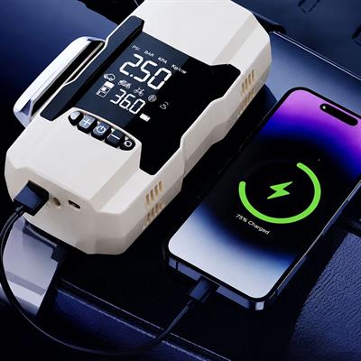 RT602 16000 mAh Akü Takviye Cihazı Dijital Göstergeli Hava Kompresörü Lastik Şişirme Pompası 12V Taşınabilir Powerbank Ve Fener Özellikli 