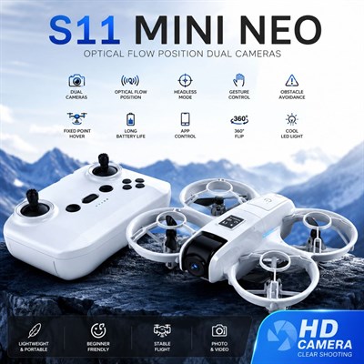 S11 Mini Neo Işıklı Mini Drone Tek Kameralı Optik Akış Sabitleme Engel Algılama Headless Mod APP Kontrollü Fotoğraf ve Video Çekim Drone