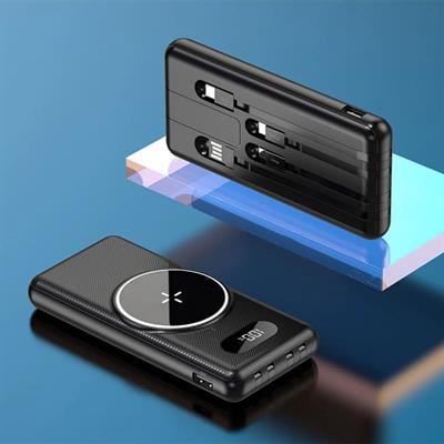 Siyah 10.000 Mah Dijital Göstergeli Hızlı Şarj Destekli Magsafe 4 Çıkışlı Powerbank