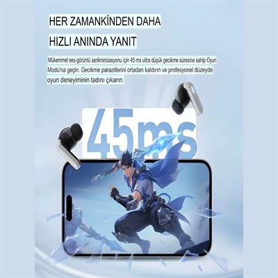 Siyah FB23 Profesyonel Oyuncu Kulaklığı Kablosuz Led Işıklı Dijital Göstergeli Silikon Başlıklı Bluetooth Kulaklık Dokunmatik Kontrollü Şarj Göstergeli Gaming Kulaklık