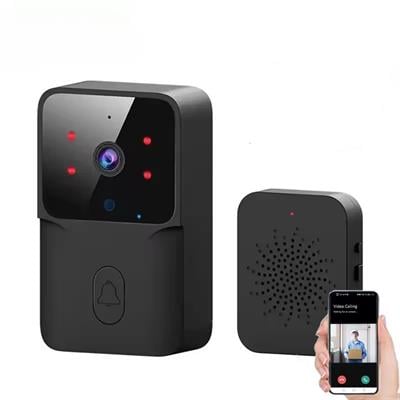 Siyah Kameralı Akıllı Kapı Zili Kamera Sistemli Mini Doorbell Görüntülü Kapı Zili Hareket Sensörlü Gece Görüşlü Ev Ofis Güvenlik Şarjlı Kapı Zili