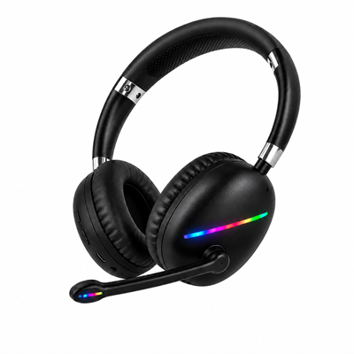 Siyah Max17 RGB Aydınlatmalı Bluetooth 5.0 Kablosuz Kulak Üstü Oyuncu Kulaklığı Mikrofonlu 40 mm Güçlü Ses TF Kart Destekli Type C Şarjlı Gaming Headset