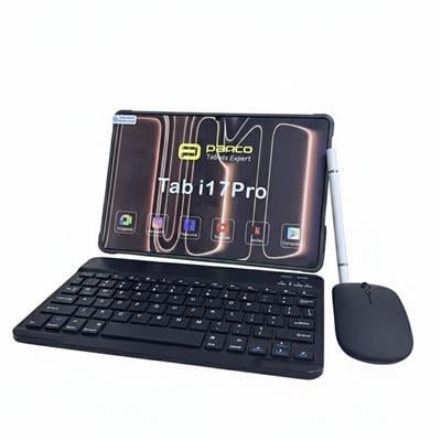 Siyah Panco İ17 Pro 5G Sim Kartlı Tablet 16 Gb RAM 1TB Hafıza 10.1 İnç Android Büyük Ekran Kalem Klavye Mouse Seti Kılıflı 