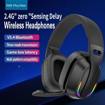 Siyah PG-B500 RGB Işıklı Kablosuz Bluetooth 5.4 Mikrofonlu Oyuncu Kulaklığı Gaming Headset Şarjlı Yumuşak Kulak Pedli Stereo Kulaklık Kulaküstü Kulaklık