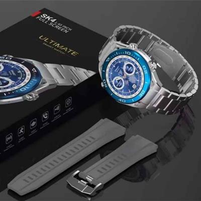 SK4 Gümüş 49mm Tam Ekran Çift Kordonlu Akıllı Saat