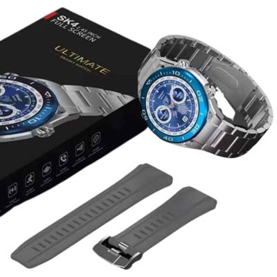 SK4 Gümüş 49mm Tam Ekran Çift Kordonlu Akıllı Saat