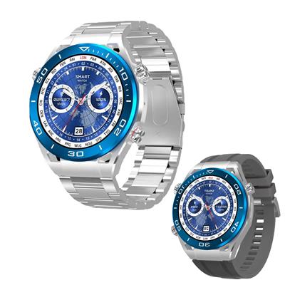 SK4 Gümüş 49mm Tam Ekran Çift Kordonlu Akıllı Saat