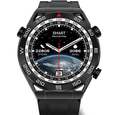 SK4 Siyah 49mm Tam Ekran Çift Kordonlu Akıllı Saat