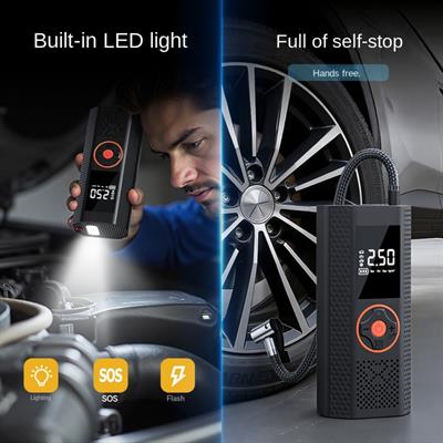 ST-5537 12000 mah Akü Takviye Cihazı Şarjlı Taşınabilir Hava Kompresörü Dijital Ekranlı Araç Lastik Bisiklet Top Şişirme Güçlü Motorlu Araç Pompası Powerbank