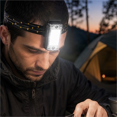 T133 Sensörlü Şarjlı Kafa Feneri Geniş COB LED Güçlü Aydınlatma El Hareket Sensörlü USB Şarjlı Ayarlanabilir Bantlı Kamp Tamirat Çalışma Feneri