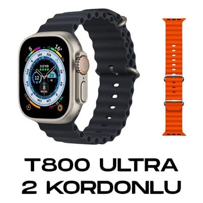 T800 Ultra 2 Çift Kordonlu Gümüş Kasa Akıllı Saat 