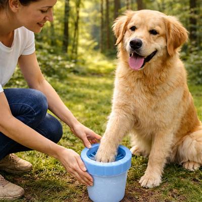 Taşınabilir Köpek Pati Temizleme Kabı Silikon Fırçalı Evcil Hayvan Ayak Yıkama Aparatı Kedi Köpek Pati Temizleyici