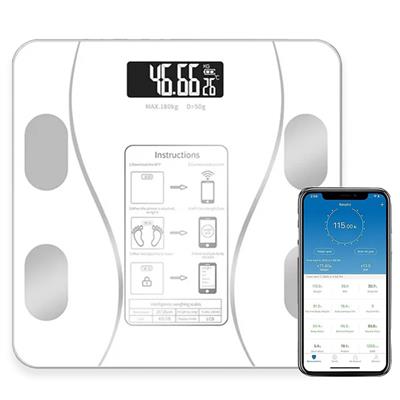 Beyaz TF-1072 Dijital Baskül Tartı Bluetoothlu Kilo Yağ Su Ölçüm Cihazı Akıllı Terazi