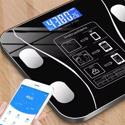 Siyah TF-1072 Dijital Baskül Tartı Bluetoothlu Kilo Yağ Su Ölçüm Cihazı Akıllı Terazi