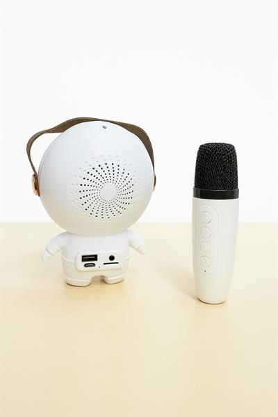 TK-66 Tek Mikrofonlu  Asto Speaker Rgb Led Işıklı Dijital Göstergeli Saat Astronot Bluetooth Hoparlör