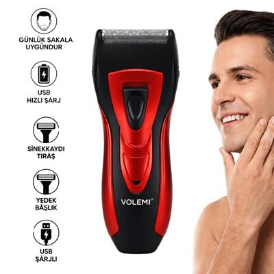V-0918 Profesyonel Şarjlı Günlük Tıraş Makinesi Erkek Sakal Ense Favori Düzeltici Çift Folyo Başlıklı Traş Makinesi Yedek Başlık Hediyeli