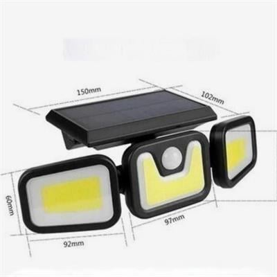 V-023 Güneş Enerjili Hareket Sensörlü Güvenlik Led Işığı 3 Kafalı Solar Lamba