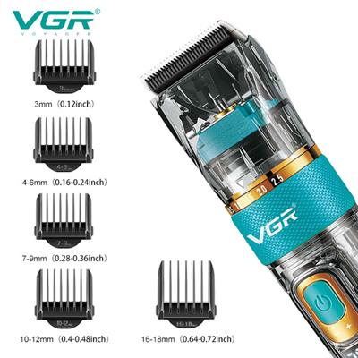 VGR V 695 Profesyonel Saç Sakal Tıraş Makinesi Şeffaf Gövdeli Seramik Bıçaklı Dijital Göstergeli 2600 mAh  Ayarlanabilir Kademeli Erkek Traş Makinesi