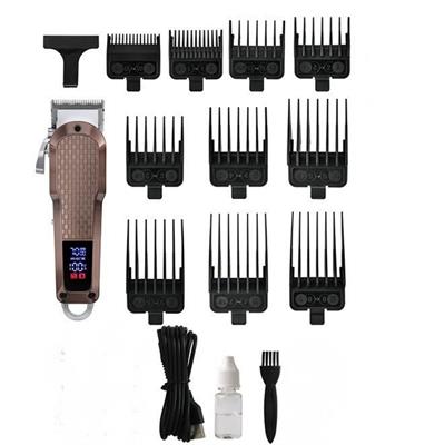 Volemi V-0092 Profesyonel Saç Kesme Makinesi Dijital Ekranlı USB Şarjlı Erkek Kuaför Tıraş Makinesi 10 Taraklı Led Göstergeli Saç Ve Sakal Traş Makinesi