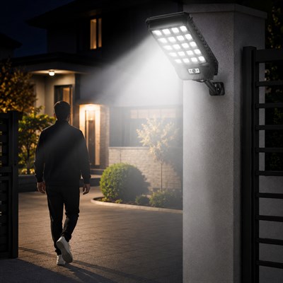 W7207 Solar Sokak Lambası Güneş Enerjili Hareket Sensörlü Uzaktan Kumandalı LED Dış Mekan Bahçe Aydınlatma Suya Dayanıklı