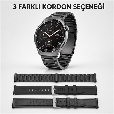 Watch 11 Pro Akıllı Saat Bluetooth Arama Konuşma Özellikli Super AMOLED Ekran NFC Nabız Adım Takibi Spor Modlu 3 Kordonlu Smart Watch