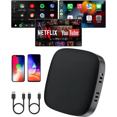 Wireless Carplay Android Auto 4 Çekirdekli Full Hd 1080P Video Oynatmalı Araç İçi Kablosuz Android Box