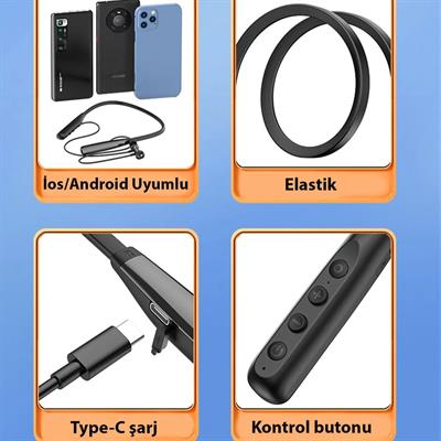 Y12 Boyun Askılı Göstergeli Kulak İçi Bluetooth Kulaklık 