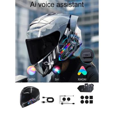 Y20 İntercom Motosiklet Kask Kulaklığı RGB Işıklı BT 5.3 Bluetooth