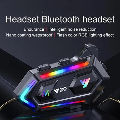 Y20 İntercom Motosiklet Kask Kulaklığı RGB Işıklı BT 5.3 Bluetooth