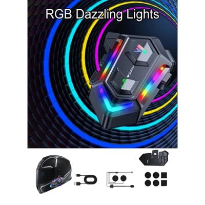 Y20 İntercom Motosiklet Kask Kulaklığı RGB Işıklı BT 5.3 Bluetooth