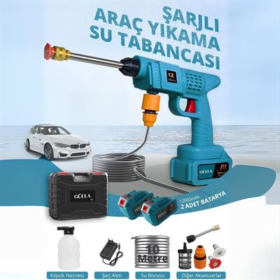 Yeni Model Çift Akülü Şarjlı Yüksek Basınçlı Oto Araba Bahçe Yıkama Ve Temizleme Tabancası Makinesi
