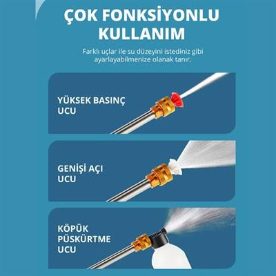 Yeni Model Çift Akülü Şarjlı Yüksek Basınçlı Oto Araba Bahçe Yıkama Ve Temizleme Tabancası Makinesi