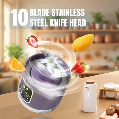 Yeşil HS-860 Usb Şarjlı Taşınabilir 450 ML Kapasiteli Smoothie Blenderı Dijital Ekranlı Paslanmaz Çelik Bıçaklı Meyve Sıkacağı Ve Shaker Makinesi