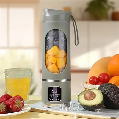 Yeşil HS-860 Usb Şarjlı Taşınabilir 450 ML Kapasiteli Smoothie Blenderı Dijital Ekranlı Paslanmaz Çelik Bıçaklı Meyve Sıkacağı Ve Shaker Makinesi