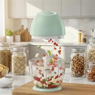 Yeşil SHB7503 Şarjlı Mini Doğrayıcı 450 ml Kablosuz Mutfak Rondosu Sarımsak Sebze Kuruyemiş Doğrayıcı 3 Bıçaklı Pratik Mutfak Robotu 