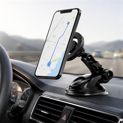 ZJ10 Manyetik Araç İçi Telefon Tutucu Vakumlu Telefon Standı 360 Derece Dönebilen Navigasyon Telefon Tutacağı