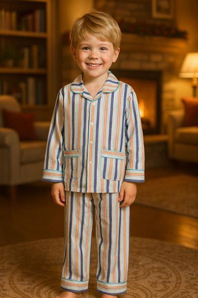  Düğmeli Çizgili Pijama Takımı
