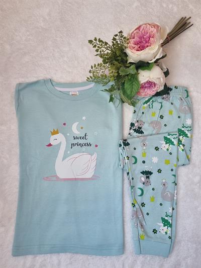  Mavi Kuğu Desenli Pijama Takımı 
