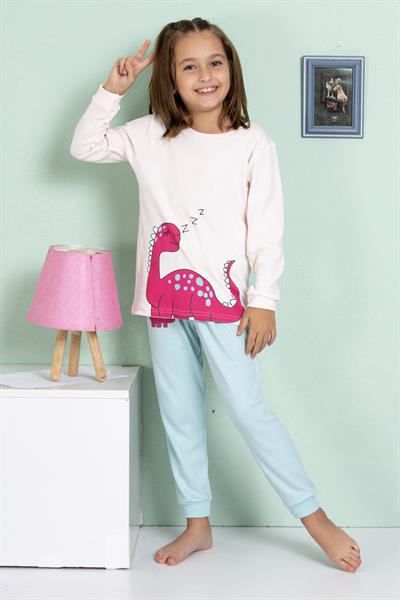 Kız Çocuk Dinolu  Pijama Takımı 