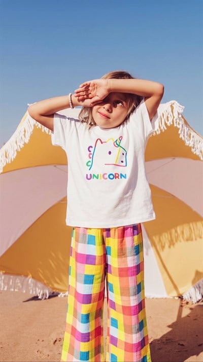 Kız Çocuk Unicorn Baskılı Renkli Pantolonlu  Takım